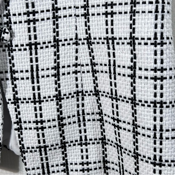Nanette Lepore Black & White Woven Tweed Plaid One Button Blazer Vest Size M - Picture 9 of 14